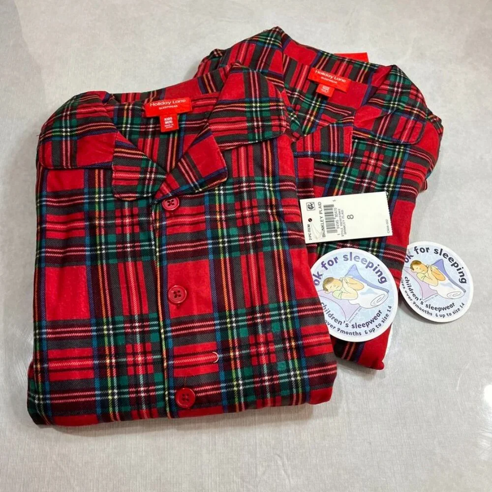 NEW Holiday Lane Kids Pajama Set 8 Brinkley Plaid Flannel